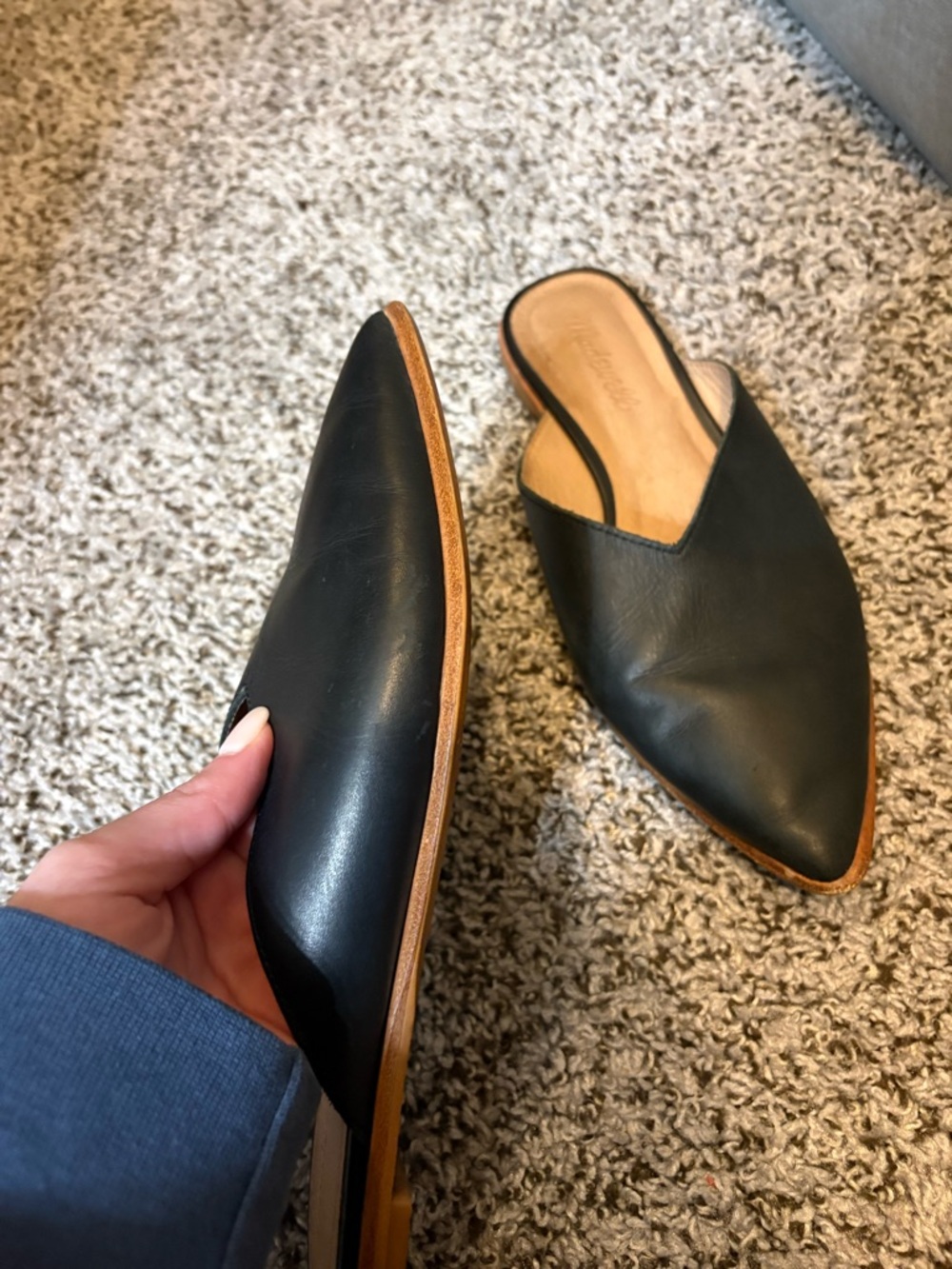 Madewell Emilia Mule Black Leather Slide Flat - Picture 3 of 4